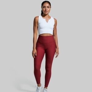 Born Primitive Limitless High Waisted Ribbed Full Length Leggings In Red